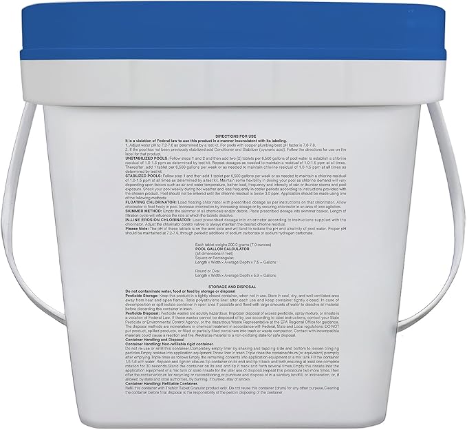 PROFELIZ Chlorine Tablets 3 Inch for Swimming Pools, Kills Bacteria and Stops Algae, Slow Dissolving,Individually Wrapped,Pool Chlorine Tablets, 2-Pack,4 lb per Bucket，8lb Total