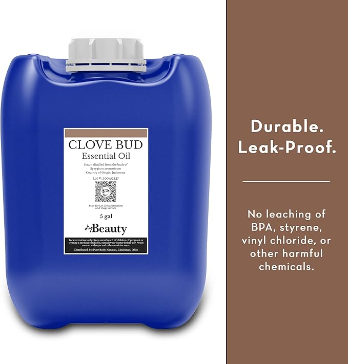 Bulk Clove Essential Oil - Large 1 Gallon Jerrican - 100% Pure & Undiluted Therapeutic Grade - High Eugenol Content - Steam Distilled from Clove Bud