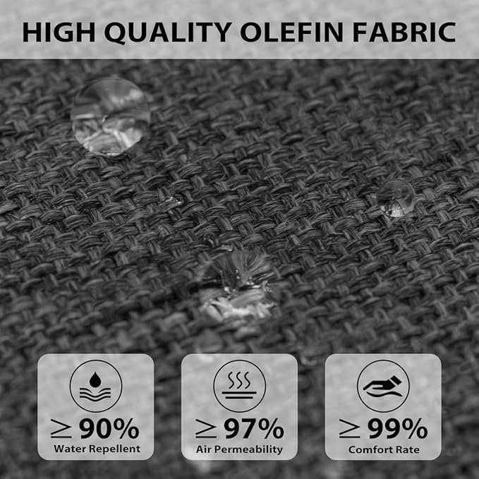 Sundale Outdoor Olefin Chaise Lounge Cushion Set of 2, Water-Resistant Patio Lounge Chair Cushion, Thick Lounger Pad with 4 Straps Dark Gray, 72 x 21 x 4 Inches
