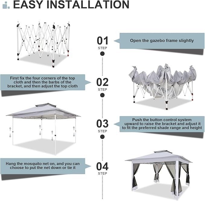 COBIZI 12x12 Pop up Gazebo on Clearance with Mosquito Netting,Waterproof Roof & Sandbags,Outdoor Canopy Tent with 4 Ropes,8 Stakes&Carrying Bag,Portable Patio Gazebo for Garden,Backyard&Lawn,Darkgrey