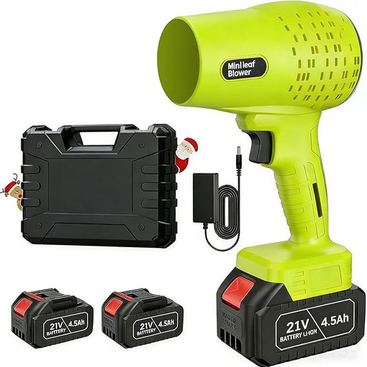Leaf Blower Cordless with Battery and Charger,21V Electric Handheld Leaf Blower, 950000RPM Powerful Fan with Adjustable Speed, Lightweight Blower for Patio, Lawn, Blowing Leaves and Snow(Green)