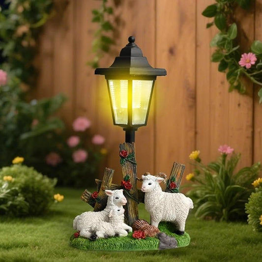 LINZHEN Solar Garden Statue Outdoor Sheep Figurine with Lights Decor for Porch Yard Decorations Women Homes Sculptures Statues Lamp