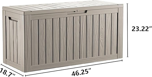 Mersco 80 Gallon Double-Wall Resin Deck Box - Lockable Waterproof Outdoor Storage Box, 515lbs Capacity & Doubles as Seating for Patio Furniture - Garden Tools, Pool Accessories (Grey)