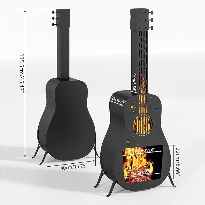 Chiminea Outdoor Fireplace,Wood Burning Chimenea with Chimney,Metal Chiminea Fire Pit for Outside Patio