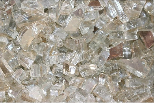 Hiland Reflective Fire Glass, 10 lb, Crystal