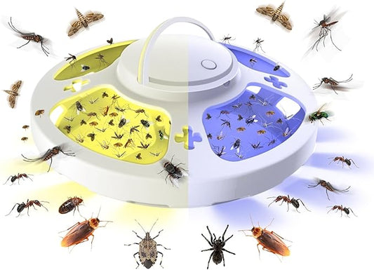 Flea Trap for Inside Your Home with 3 Sticky Pads, Flea Light Traps Kills Fleas in House, Hanging Flea Lamp with USB Cable and Led Light Pest Control for Bug Moth Gnat Indoor and Outdoor