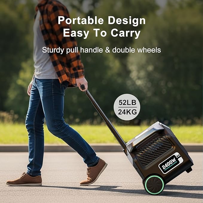 IEE 2400W Solar Generator(2025 New),2048Wh Portable Power Station P2400 With 200W Solar Panel, 4 * 2400w AC Output (5000W Surge),LiFePO4 Battery Power Station for Home Backup, Power Outage, Camping