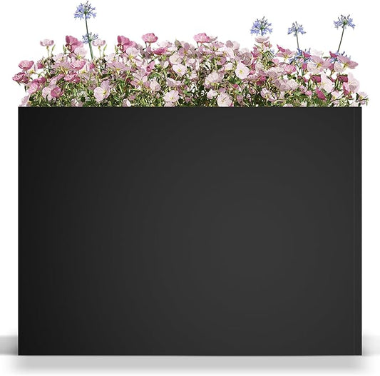 Metal Large Planter Box 38" L x 13" W x 30" H, Heavy Duty Tall Rectangle Outdoor Planter Box with Removable Insert Shelves for Porch, Garden, Patio, Yard (Black)