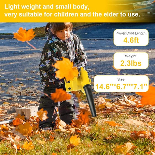 Corded Electric Leaf Blower,2 in 1 Small Handheld Lightweight Sweeper/Vacuum,110V 400W Portbale Blower for Leaf/Snow/Dust Blowing (Yellow)