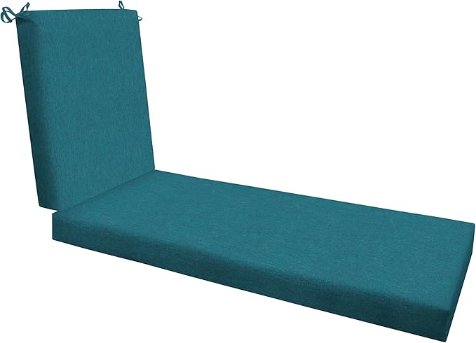 Honeycomb Outdoor Chaise, 22.5" W x 70" L, Textured Solid Teal Patio Cushion