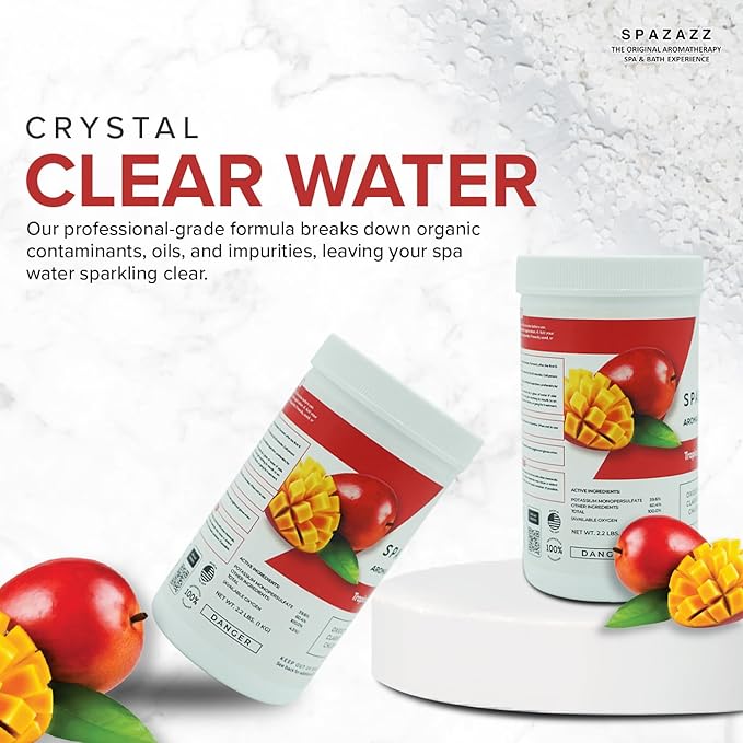 Spazazz Aroma Scented Non Chlorine Spa Shock for Hot Tubs Chlorine Free Oxidizer Treatment. Water Clarifier with Potassium Monopersulfate - Professional Grade- Tropical Paradise 2.2lb