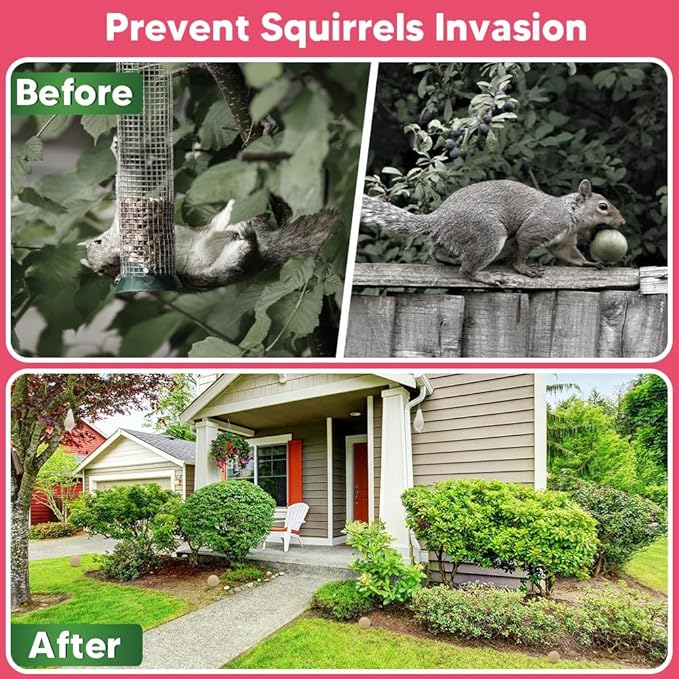 Squirrel Repellent Outdoor, Peppermint Chipmunk Repellent for Garden, Attic, Bird Feeders, Car Engines – Long-Lasting Safe Protection- 8 Packs