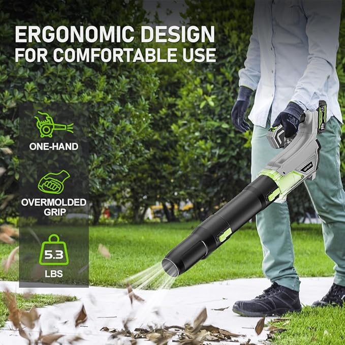 Adedad Cordless Leaf Blower with 2x4000mAh Batteries & Charger 580CFM/170MPH Lightweight Handheld Electric Blower for Lawn Care, Patio, Garden & Debris Clearing