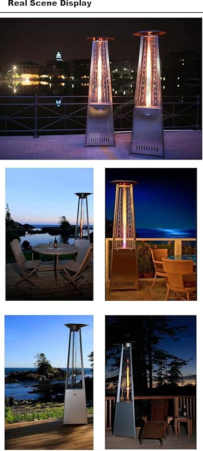 Avenlur Pyramid Propane Heater - 48,000 Btu, Portable, Outdoor & Patio Heater, Stainless Steel, With Wheels & Protective Cover