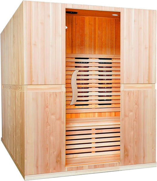 Infrared Home Sauna Room for 2 Persons Sauna Spa Room Hemlock Wood Infrared Sauna Cabin Dry Sauna with Full Spectrum Radiator, LED Light, Bluetooth, MP3, USB (2 Person Sauna Room)