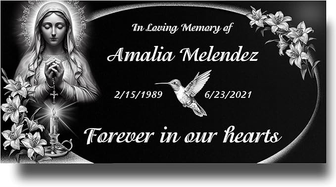 Quivian Personalized Memorial Stone Grave Markers for Cemetery Temporary Grave Marker for Cemetery Headstones for Graves Memorial Plaques for Outdoors Cemetery Decorations