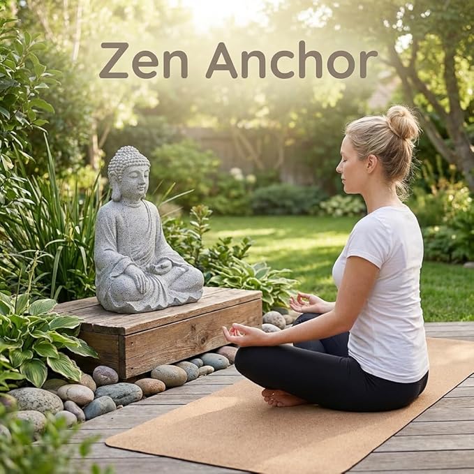 JXNCJXZG Buddha Statue Outdoor Indoor 19.29" Large Sized Buda Zen Decor Sitting Meditating Buddha Statue for Yard Garden Patio Deck Home, Single-Legged Buddha