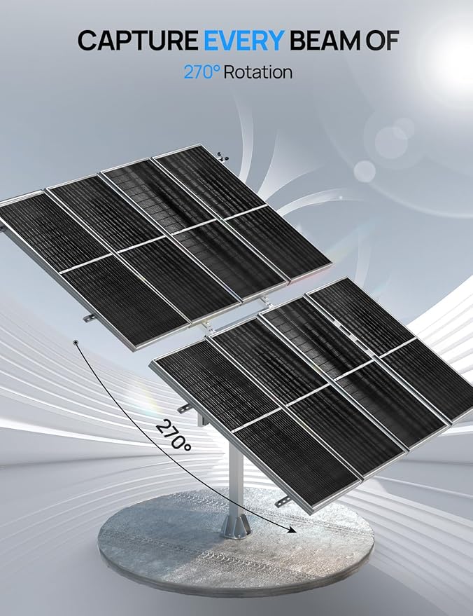 ECO-WORTHY 1600W Solar Tracker System: 8pcs 195W Monocrystalline Solar Panels, Expanded Version Dual-Axis Solar Tracking Kit with Power Box and Controller for Shed Farm Yard