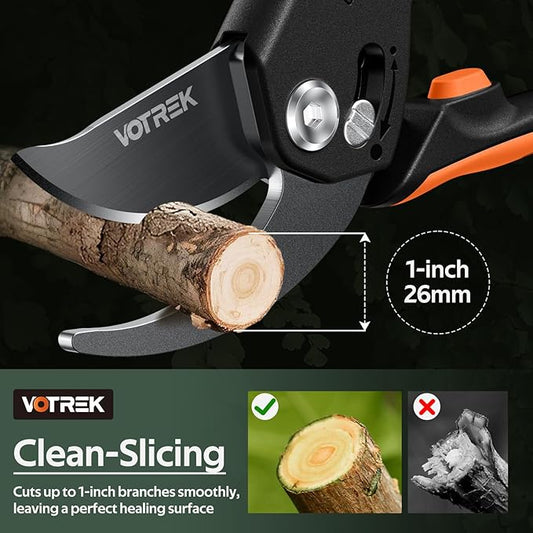 Pruning Shears, [Patented Stepless Handle Opening] - Garden Clippers with Ultra-Sharp SK5 Steel for Weak Hand, Pruners Universal Fit for All Hand Sizes, Effortlessly Cuts 1-Inch Branches