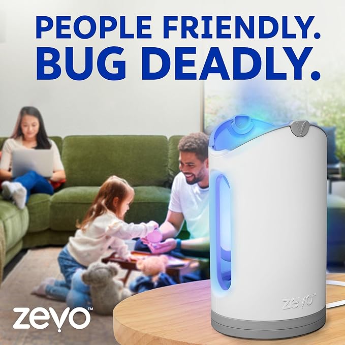 Zevo MAX Bug Catcher & Fly Trap for Indoors - Flying Insect Trap for Gnats, House & Fruit Flies - Use in Any Room - No-Mess Disposal (2 Plug in Bases & 3 Cartridges)