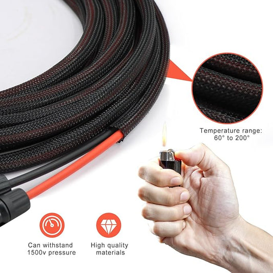 Twin Wire 60FT Solar Extension Cable - 10AWG (6mm²) Solar Panel Connector, with 6 Pairs-IP67-Male/Female Solar connectors for Outdoor Automotive RV Boat Marine Solar Panel- Black & Red