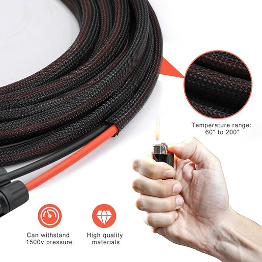 Twin Wire 75FT Solar Extension Cable - 10AWG(6mm²) Solar Panel Connector, with 6 Pairs-IP67-Male/Female Solar connectors for Outdoor Automotive RV Boat Marine Solar Panel- Black & Red