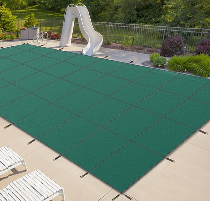 iCOVER Inground Pool Safety Cover, 20x40ft Rectangle Winter Safety Pool Cover for Inground Swimming Pools, Winter Pool Cover, Pool Covers for Inground Pools, Triple Stitched for High Strength, Green