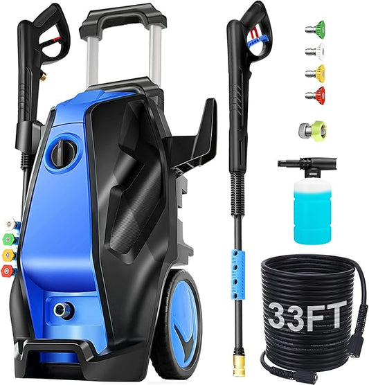 commowner 5000 PSI Pressure Washer with 33FT Hose Power Washers Powered Professional High Pressure Cleaner Machine, Foam Cannon, 4 Tips, powerwashers for Home Cars