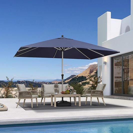 PURPLE LEAF 9' x 11' Rectangle Paito Outdoor Umbrella for Patio, Aluminum Table Umbrella for 3 Year Fade Resistant, Sturdy Pool Market Umbrella for Deck Garden, Patio or Lawn