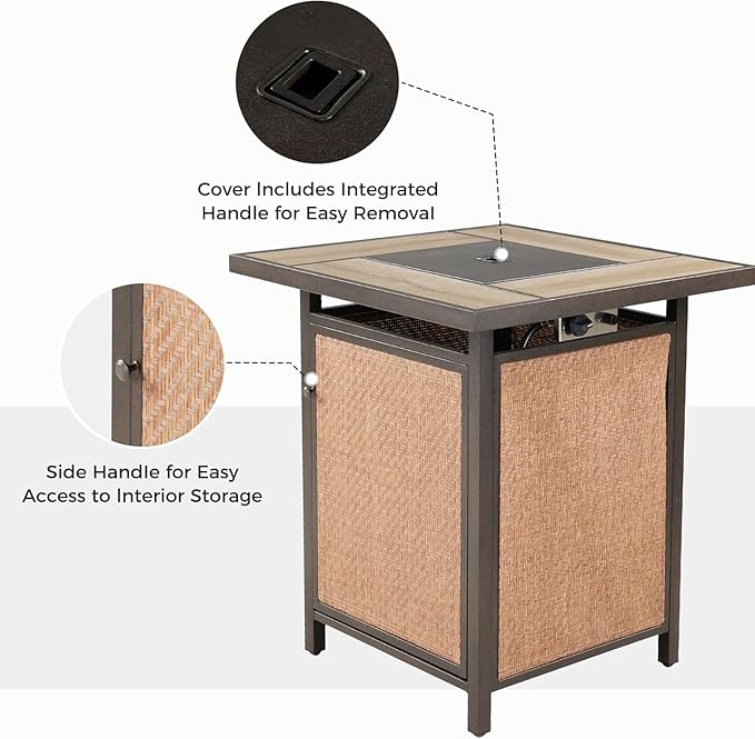 Grand patio 5-Piece Patio Swivel Bar Set with Fire Pit Table 60,000 BTU Heat Output, Outdoor Counter Height Patio Bar Stools Set of 5, High Bar Chairs with High Back, Coffee