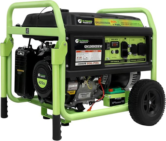 Green-Power America Dual Fuel Portable Generator 10000 Watt,Gas or Propane Powered,Electric Start, Home Back Up & RV Ready