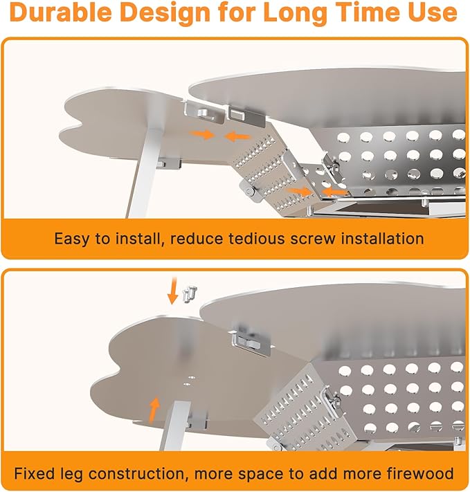 Upgraded Heat Deflector for Solo Stove Yukon 27", Durable 304 Stainless Steel Heat Diffuser with Handle & Leg, Capture and Redirect Warmth, Camping Accessory