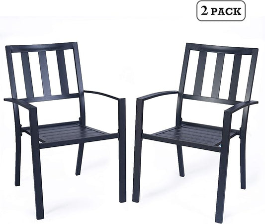 Kozyard Coolmen Outdoor Patio Dining Furniture Chair and Table Sets (2-Pack Wrought Iron Chairs) (Black)