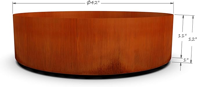 Plantercraft Large Round Planters for Outdoor Plants 42 Inch | Extra Large Corten Steel Planter for Patios & Landscapes | Modern Metal Planter