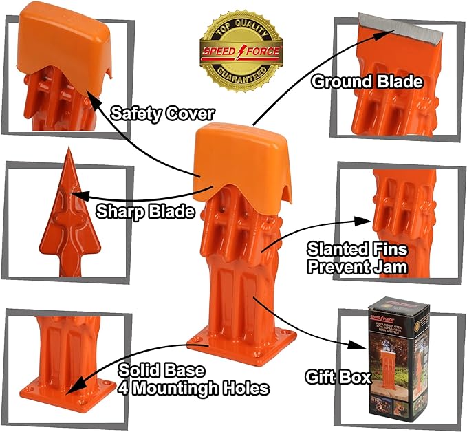 Firewood Kindling Log Wood Splitter – No Axe!Wedge Point Splits Firewood