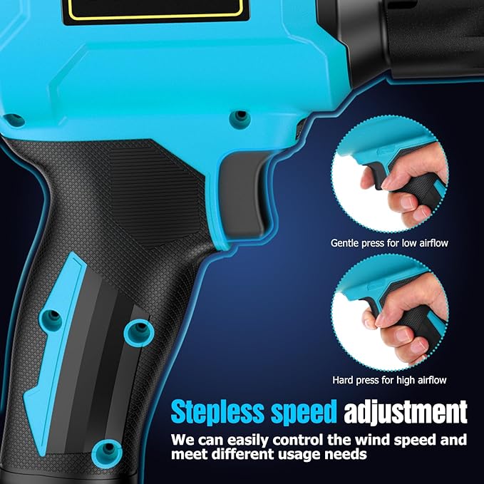 Cordless Leaf Blower, Leaf Blower Cordless with Battery and Charger, Portable Lightweight Handheld Blower, Extended Nozzle, Turbo Jet Blower for Lawn Care, Patio Cleaning, Leaves, Dust (Blue)