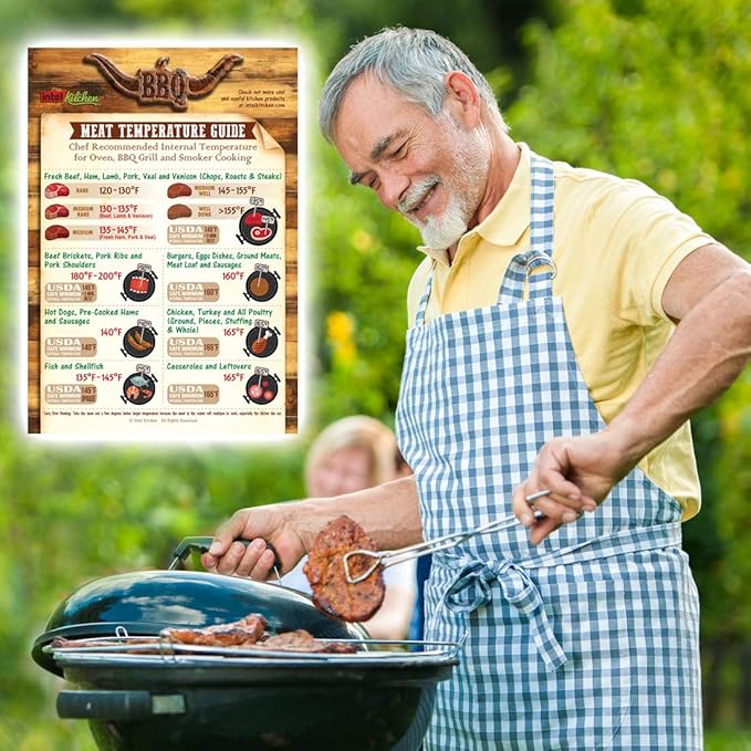 Cool Meat Temperature Guide Magnet 7” x 10” Big Text USDA Chef Recommended Kitchen Oven Grill Cooking Internal Temperature Chart BBQ Grilling Cookbook Barbecue Tool Useful Accessories