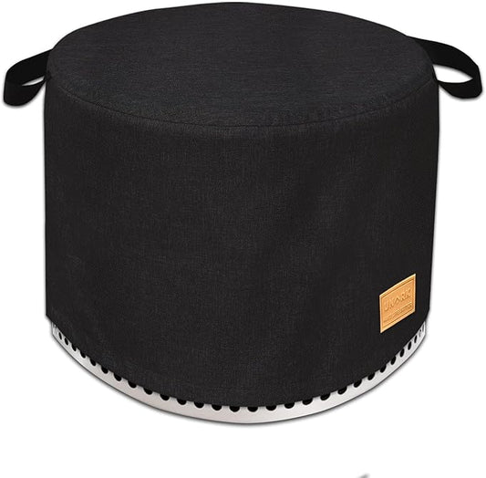 Round Fire Pit Cover for Bonfire Cover 19.5 Inch, Bonfire Cover Waterproof 20 Inch, Bonfire Fire Pit Accessories Outdoor Heavy Waterproof Protective Round (Black)