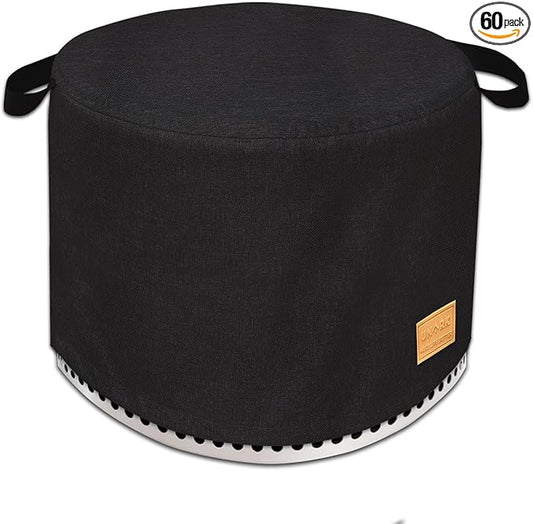 Round Fire Pit Cover For Yukon 27 Inch Yukon Fire Pit Cover, Heavy Waterproof Protective Yukon Fire Pit Accessories (Black)