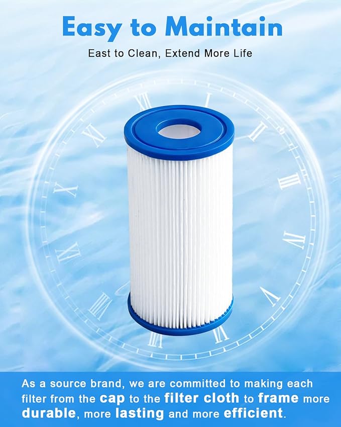 DAYEAR Cold Plunge Filter Cartridge 20 Micron Pleated Sediment Filter 5"x2.5" (16 Pack) Replacement for Most Compatible with Cold Plunge Chiller,Ice Bath Chiller