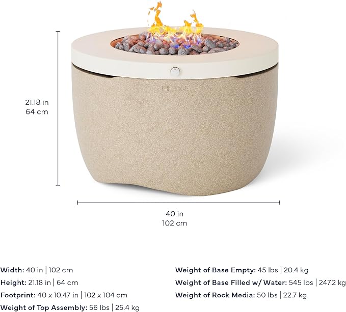 Ledge Lounger Halo Firepit - Smokeless Outdoor Fire Pit Table - 70,000 BTUs Propane Connector and Lava Rocks Included - All Season Heavy Duty (Twilight)