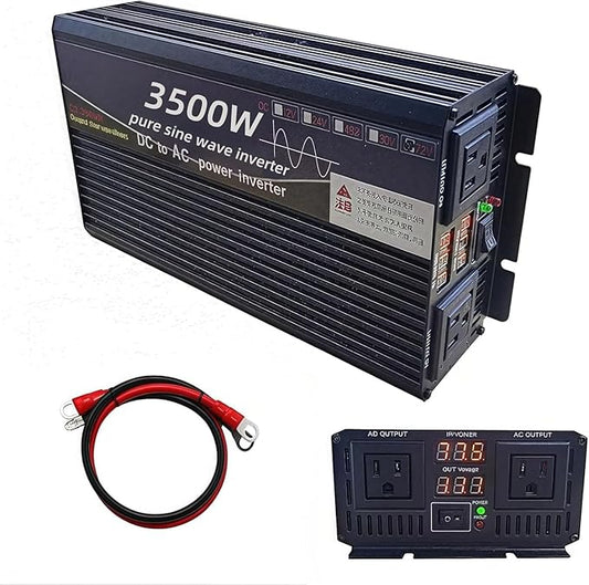 3500 Watt Power Inverter 12V DC to 220V AC Converter, RV Inverter, LED Display with 2 AC Outlets Dual Fans Radiating, for RV, Camp and Home, Electric Tool Pure Sine Wave Inverter (220V, 3500W 12V)