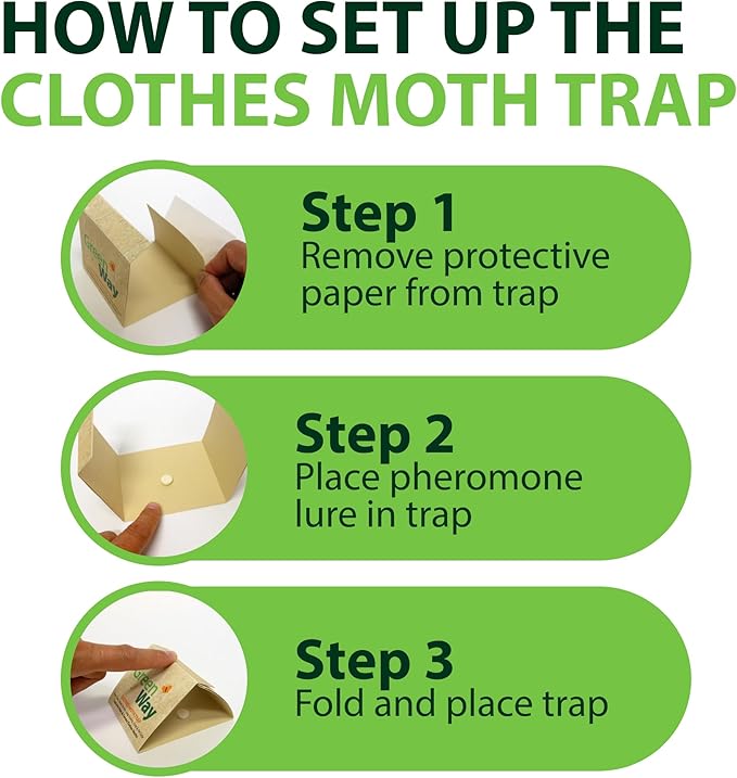 Greenway Pantry Food Moth Traps, Captures Male & Female Moths, Pheromone Attractant, Alternative to Naphthalene Balls, Non-Toxic, Child & Pet Safe, 1 Pack (Includes 2 Traps and 2 Lures)