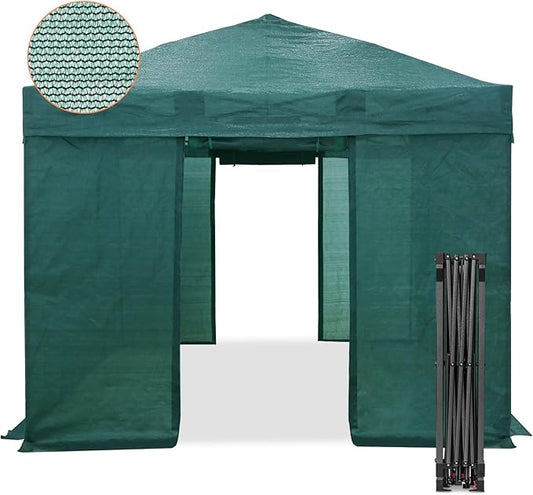 EAGLE PEAK 10x10 Walk in Shade Cloth Cover Greenhouse Instant Pop up Portable Gardening Green House with Mesh Cover, Roll up Doors, Green