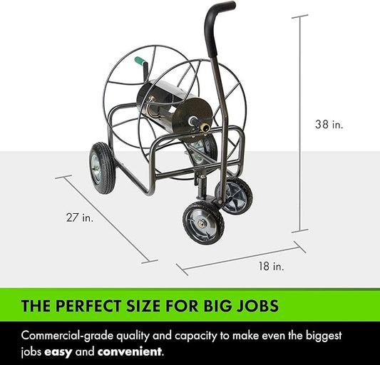 Yard Butler Hose Reel Cart - Heavy Duty Metal with Wheels for Gardens, Lawns, and Outdoor Use, 400 ft