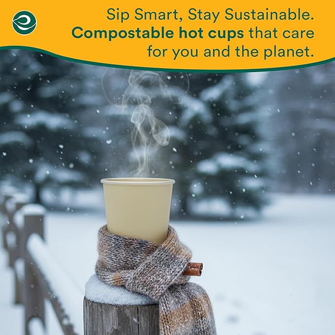 ECO SOUL 100% Compostable Plant-Based 12oz Hot Cups | (100 Count, 12 oz Hot Cups) | Disposable Bagasse Paper Cups | Eco-friendly Cups | Sturdy, Microwave & Oven Safe