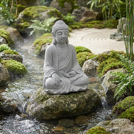JXNCJXZG Buddha Statue Outdoor Indoor 19.29" Large Sized Buda Zen Decor Sitting Meditating Buddha Statue for Yard Garden Patio Deck Home, Single-Legged Buddha
