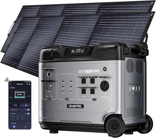 OUKITEL (2025 New) Power Station P5000 Pro With 2 * 400W Solar Panel, 5x3600W AC Output (6000W Surge),5120Wh Large Capacity Solar Generator,1000W MPPT Solar for Emergency, Home Backup, Camping