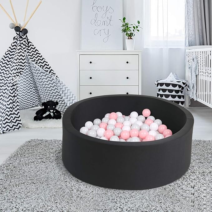Foam Ball Pit for Toddlers Kids Soft Ball Pool Ideal Gift Play Toy for Children Kiddie Pools - Black