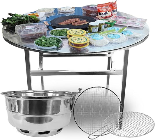 43.5" X 30" Korean BBQ Grill Foldable Outdoor Large Table Charcoal set